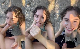 Linda novinha fazendo boquete e tomando gozada