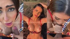 Novinha safada fazendo boquete no namorado no parque